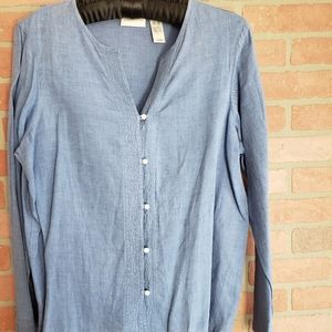 Liz Claiborne 100% linen blue tunic